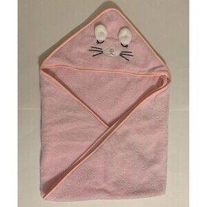 Hooded Bath Towel for Toddler Baby Pink Cat 80cm 31 inch Soft New Without Tags